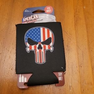 NEW Patriotic Drink Koozie Punisher Skull American Flag